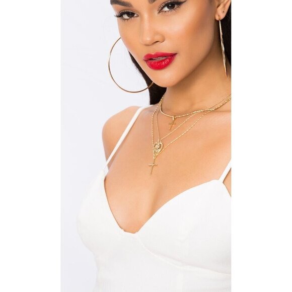 Superdown Rocky Denim Spaghetti Strap Bodysuit White Womens Size XS - Picture 4 of 13